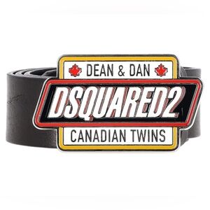 Dsquared2 Canadian Twins leather plaque belt